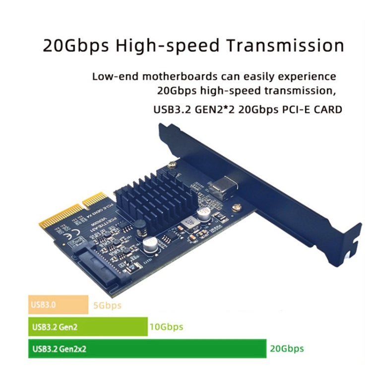 Lisslune | PCI-E 4X to USB3.2 Gen2x2 Type-C 20Gbps SATA expansion card Asmedia ASM3242 chip
