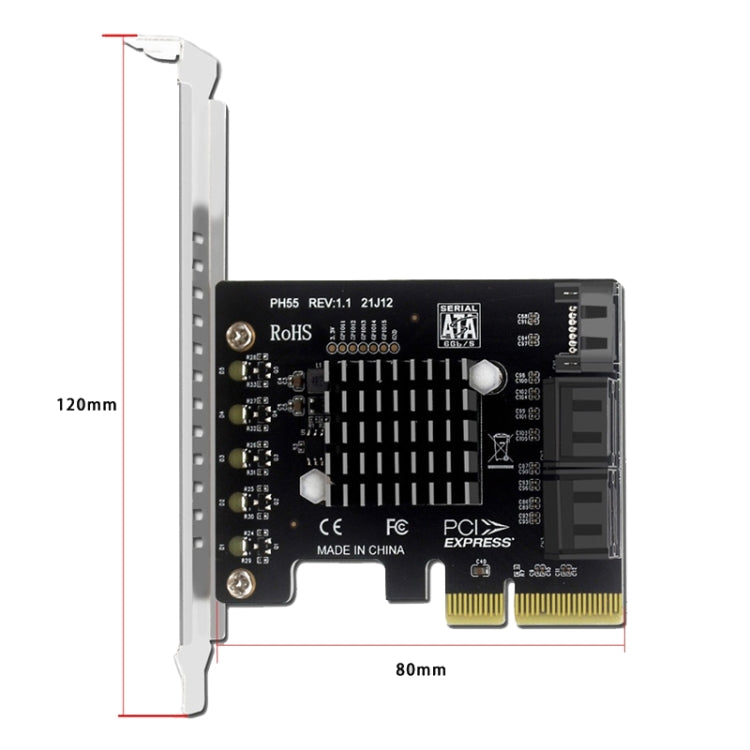 Lisslune | PCI-E to 5 SATA 3.0 Expansion Card (Semi High Baffle)