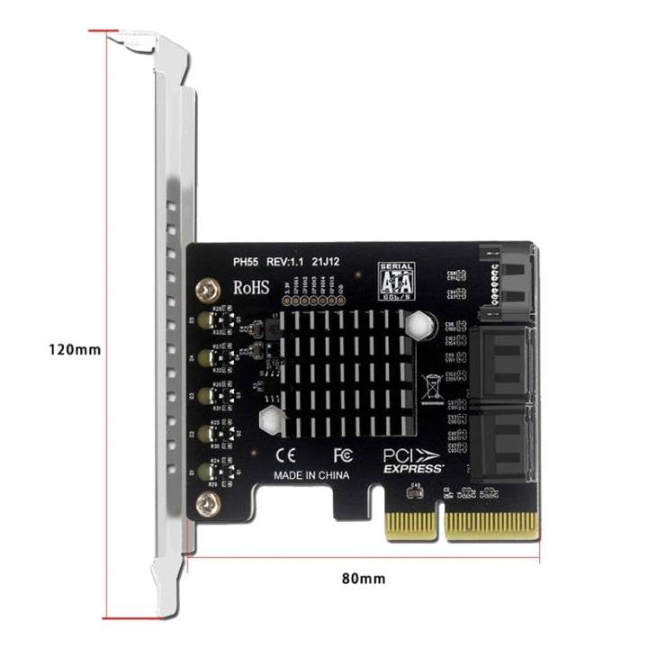 Lisslune | PCI-E to 5 SATA 3.0 expansion card (full height)