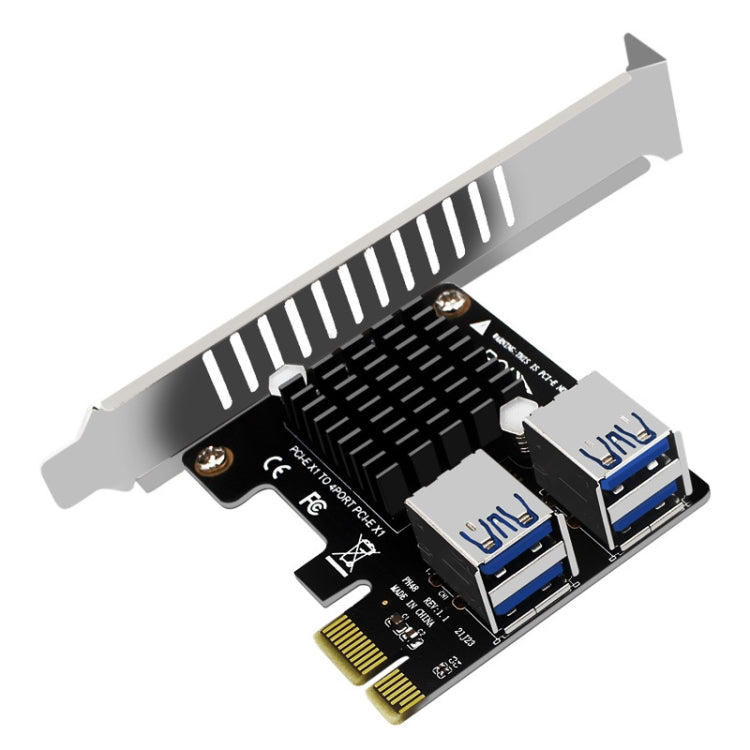 Lisslune | PCIE to PCI-E4 Port USB3.0 Expansion Card Graphics Card Extension (Full Height Baffle)