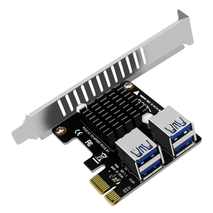 Lisslune | PCIE to PCI-E4 Port USB3.0 Expansion Card Graphics Card Extension (Full Height Baffle)