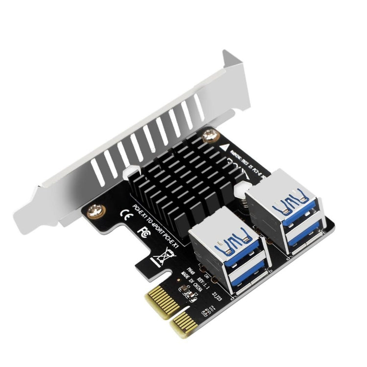 Lisslune | PCIE to PCI-E4 Port USB3.0 Expansion Card Graphics Card Expansion (Half Height Bracket)
