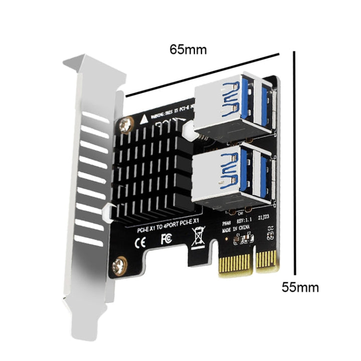 Lisslune | PCIE to PCI-E4 Port USB3.0 Expansion Card Graphics Card Expansion (Half Height Bracket)