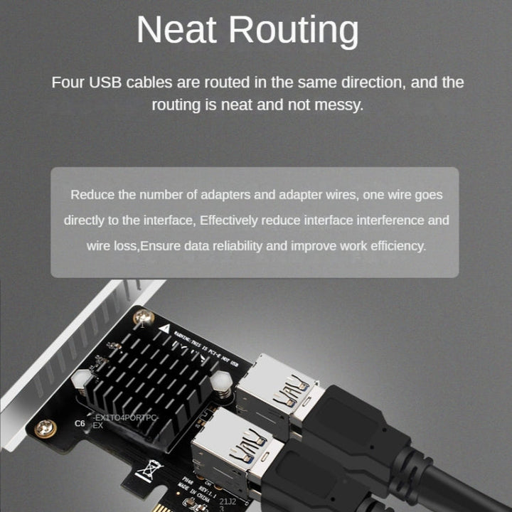 Lisslune | PCIE to PCI-E4 Port USB3.0 Expansion Card Graphics Card Expansion (Half Height Bracket)