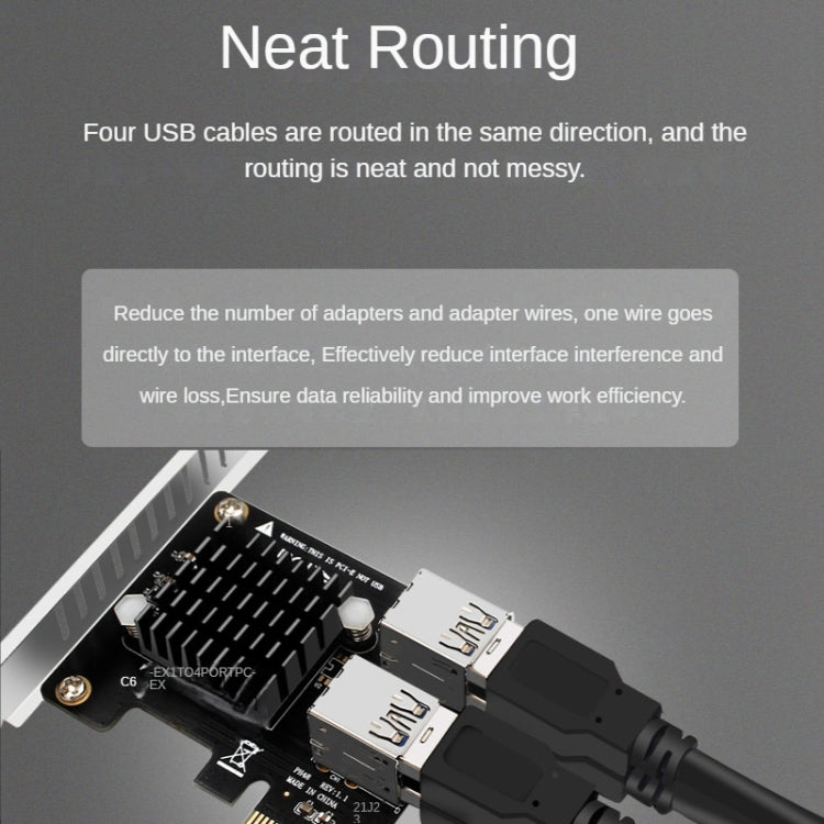 Lisslune | PCIE to PCI-E4 Port USB3.0 Expansion Card Graphics Card Extension (Full Height Baffle)