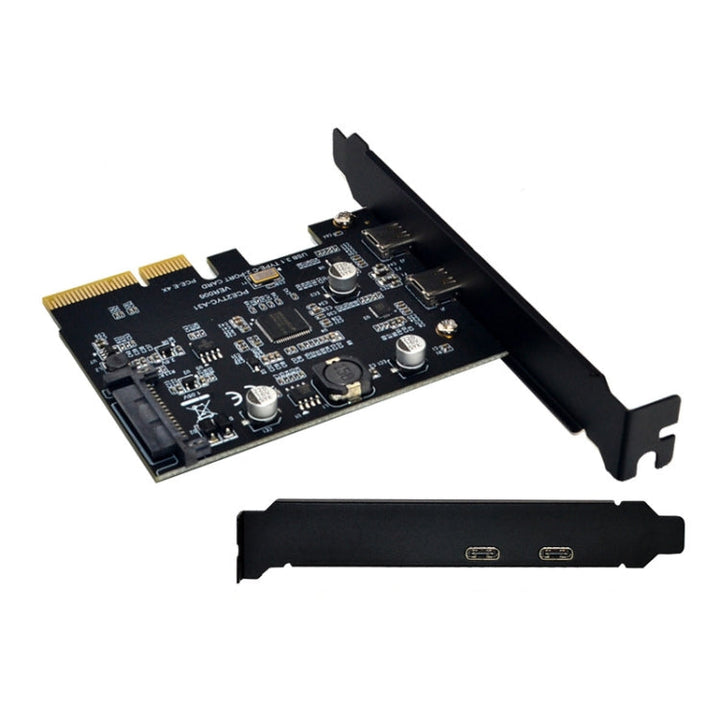 Lisslune | PCI-E 4X to USB3.1 Dual USB-C/Type-C Port 10Gbps expansion card with ASMedia ASM3142 chip