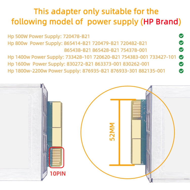 Lisslune | 2200W to 6P graphics card power supply for HP server power supply (Black)
