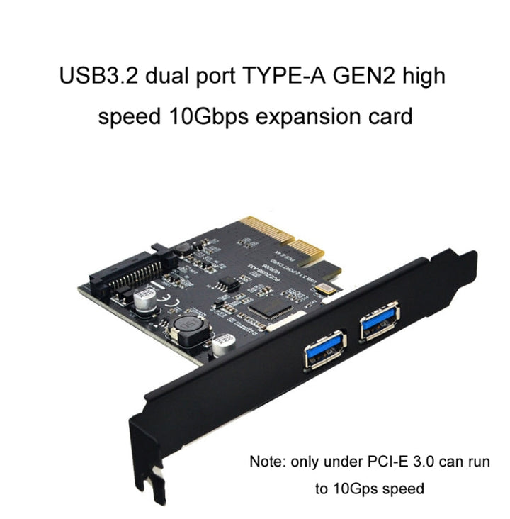 Lisslune | USB3.2 expansion card GEN2 Type-A connection ASMedia ASM3142 transfer 10Gbps (Black)