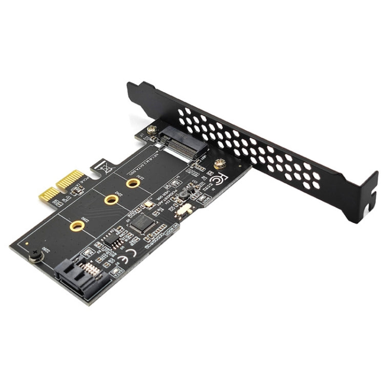 Lisslune | PCI-E to SATA3.0+M2 NGFF expansion card 6G hard drive transfer card (Black)