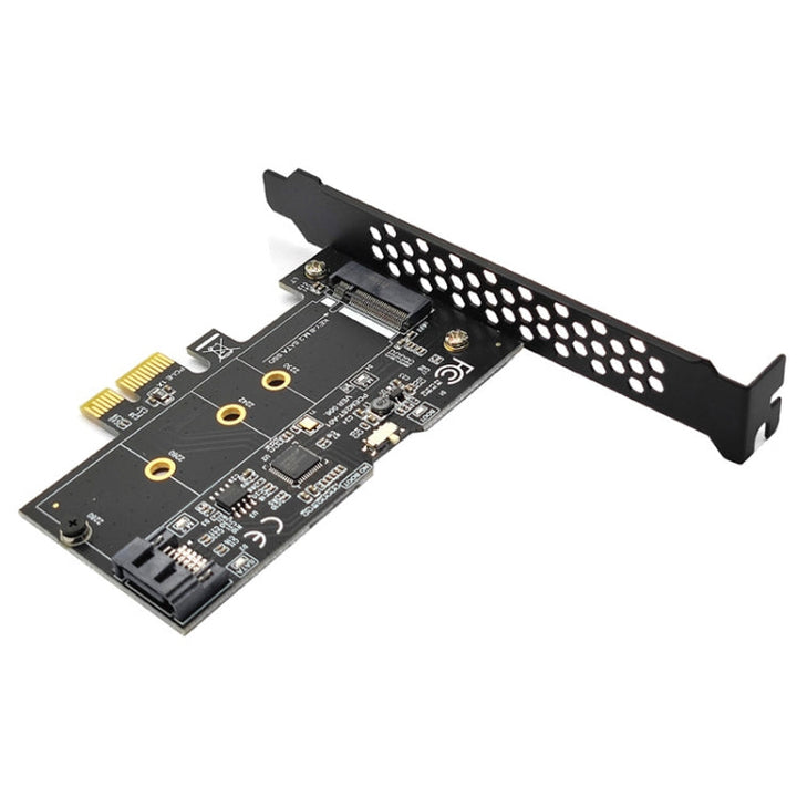 Lisslune | PCI-E to SATA3.0+M2 NGFF expansion card 6G hard drive transfer card (Black)