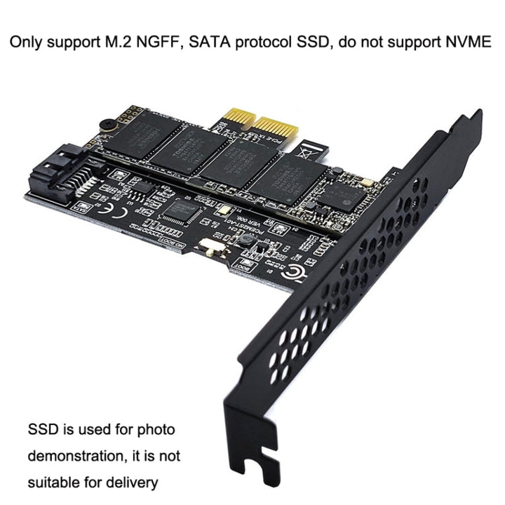 Lisslune | PCI-E to SATA3.0+M2 NGFF expansion card 6G hard drive transfer card (Black)