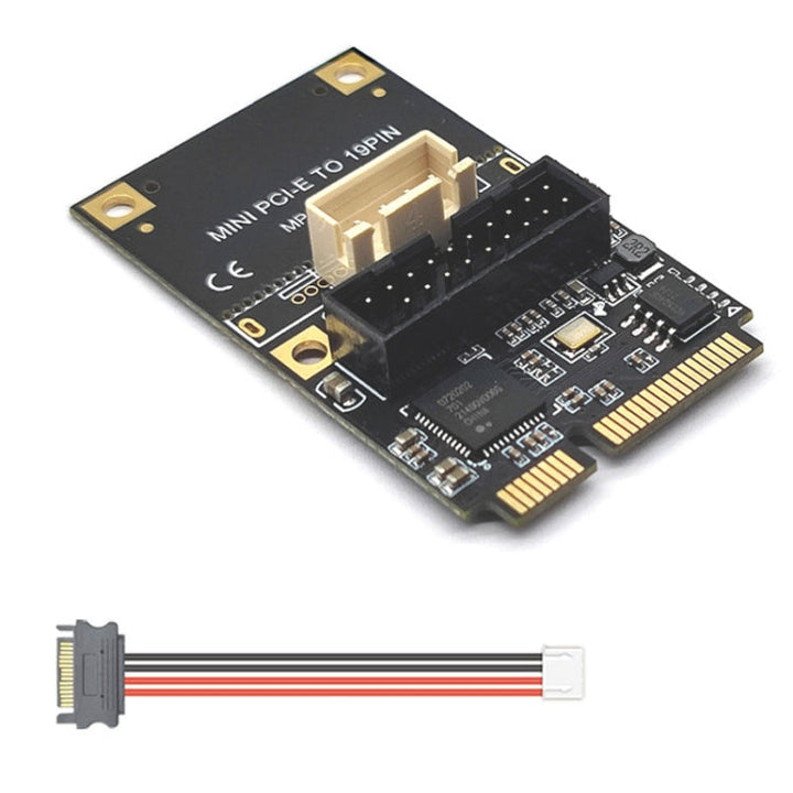 Lisslune | Mini PCI-E to USB3.2 GEN1 Front 19Pin 2 Ports Transfer Card Supports Half High S 4PIN Electrical Point