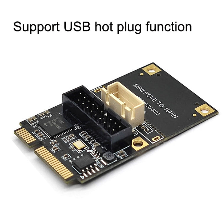 Lisslune | Mini PCI-E to USB3.2 GEN1 Front 19Pin 2 Ports Transfer Card supports Half High SATA