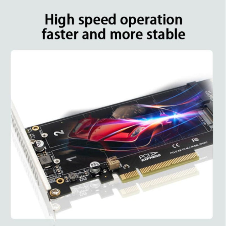 Lisslune | PCI-E X8 Double Disk Transfer Card NVME M.2 MKEY SSD RAID Array Expansion Adapter(PH45)
