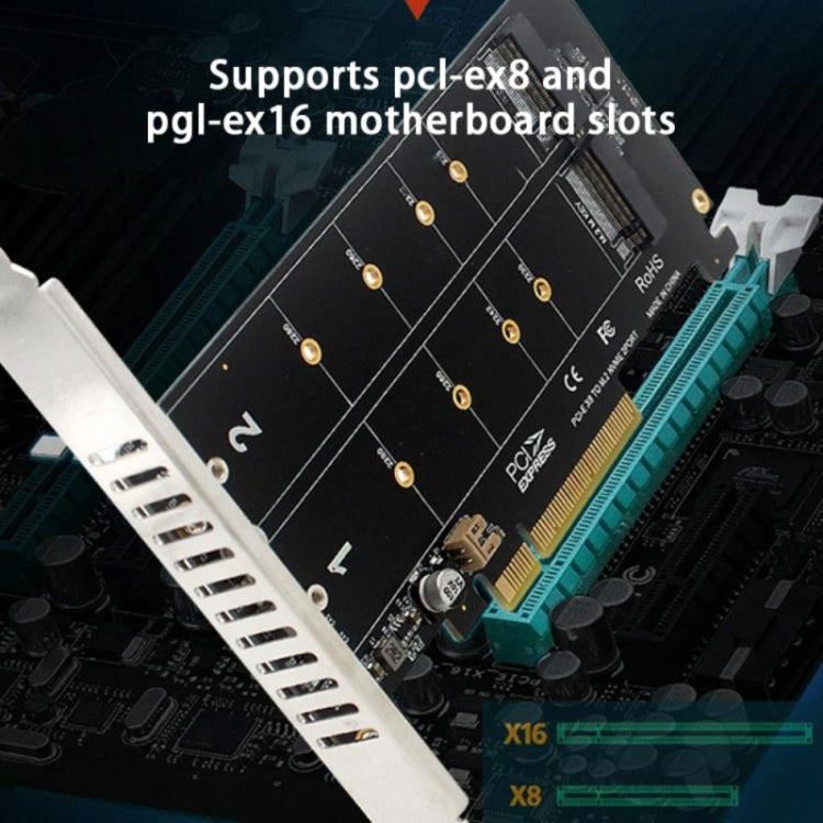 Lisslune | PCI-E X8 Double Disk Transfer Card NVME M.2 MKEY SSD RAID Array Expansion Adapter(PH45)
