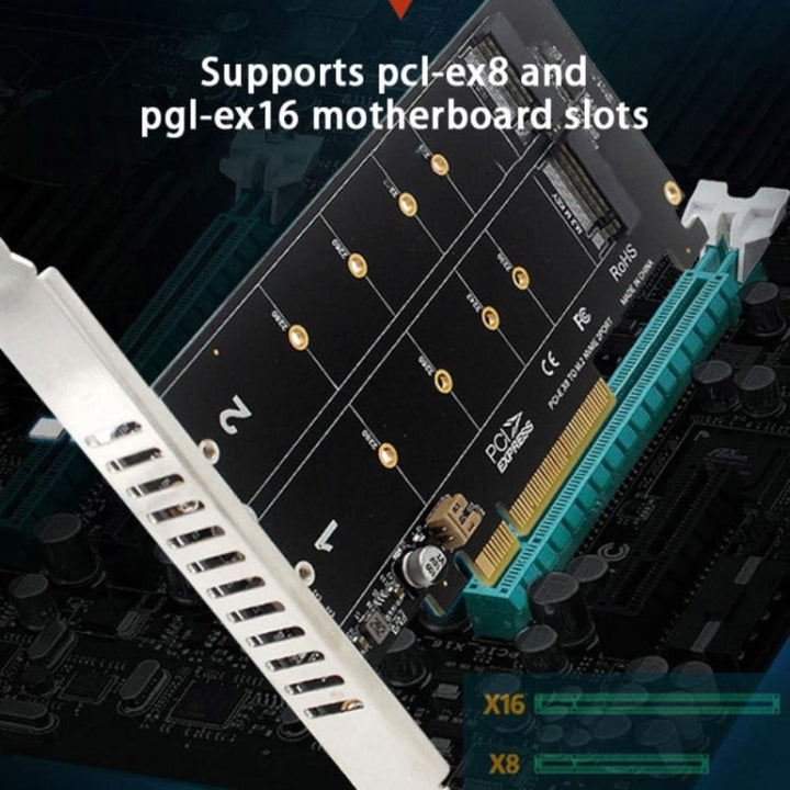 Lisslune | PCI-E X8 Double Disk Transfer Card NVME M.2 MKEY SSD RAID Array Expansion Adapter(PH45)