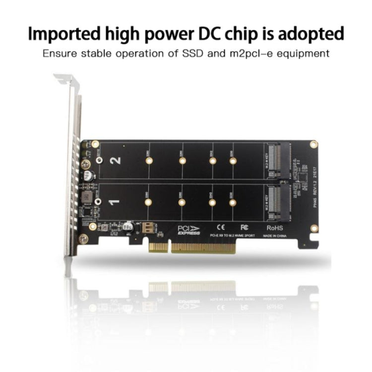 Lisslune | PCI-E X8 Double Disk Transfer Card NVME M.2 MKEY SSD RAID Array Expansion Adapter(PH45)
