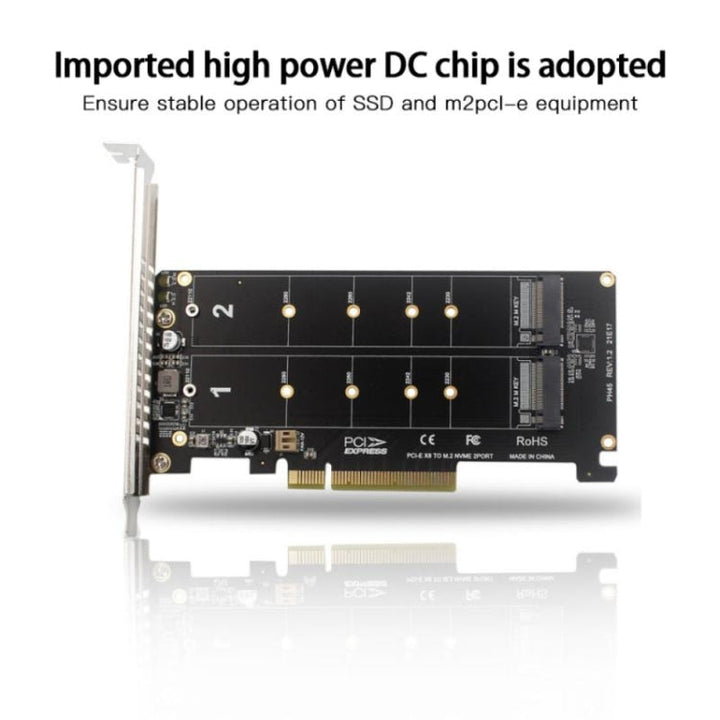Lisslune | PCI-E X8 Double Disk Transfer Card NVME M.2 MKEY SSD RAID Array Expansion Adapter(PH45)