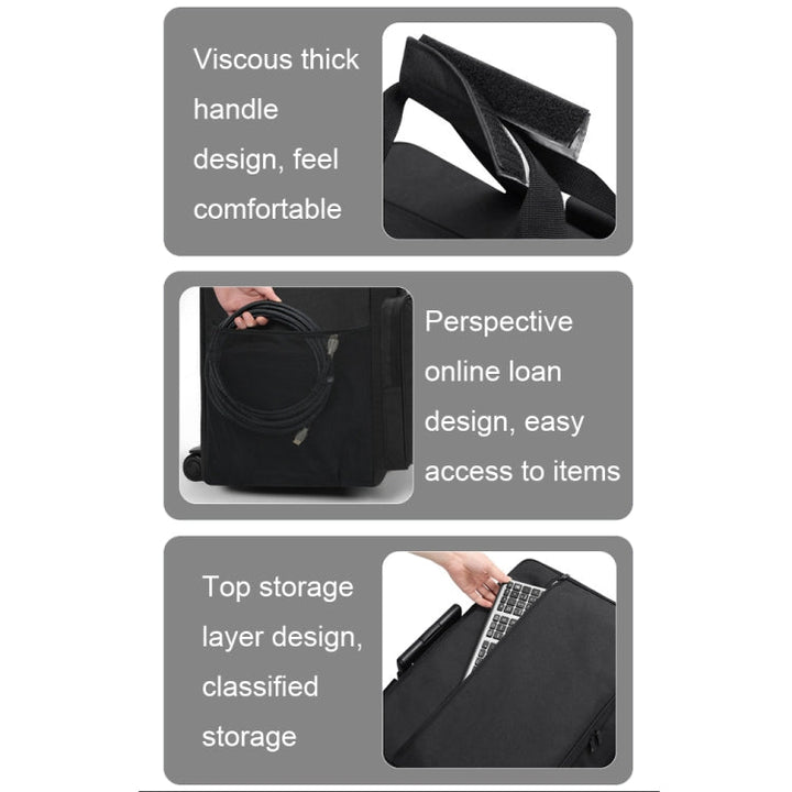 Lisslune | BUBM Computer Host Removable Trolley Shockproof Waterproof Storage Bag With Wheels, Size: 27 inches (Black)