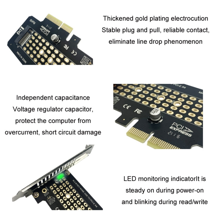 Lisslune | 5pcs NVME Transfer Card M.2 To PCIE3.0/4.0 Full Speed X4 Expansion Card, Style: Full Height