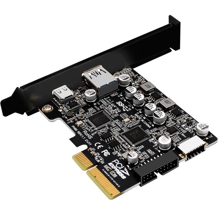 Lisslune | PCIE 3.0 to USB 3.2 expansion card Type-C port front Type-E expansion riser card (PH68)