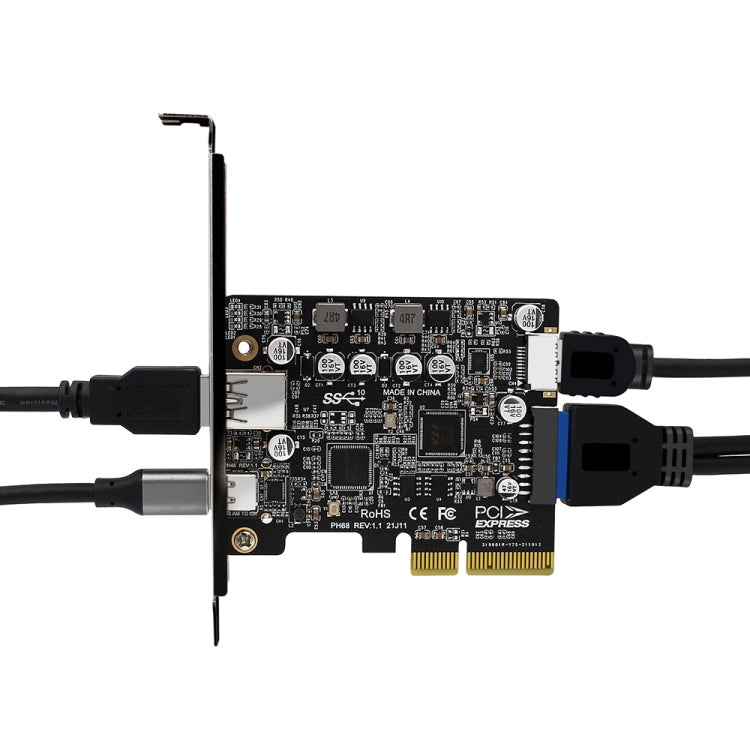 Lisslune | PCIE 3.0 to USB 3.2 expansion card Type-C port front Type-E expansion riser card (PH68)