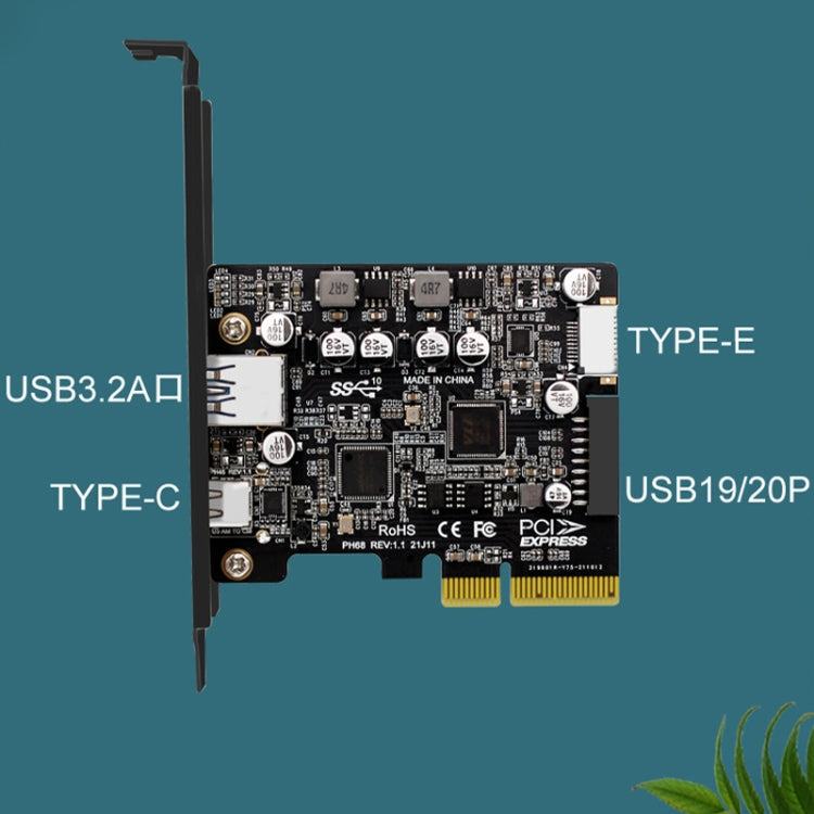 Lisslune | PCIE 3.0 to USB 3.2 expansion card Type-C port front Type-E expansion riser card (PH68)