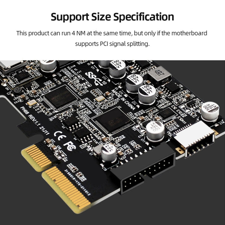 Lisslune | PCIE 3.0 to USB 3.2 expansion card Type-C port front Type-E expansion riser card (PH68)