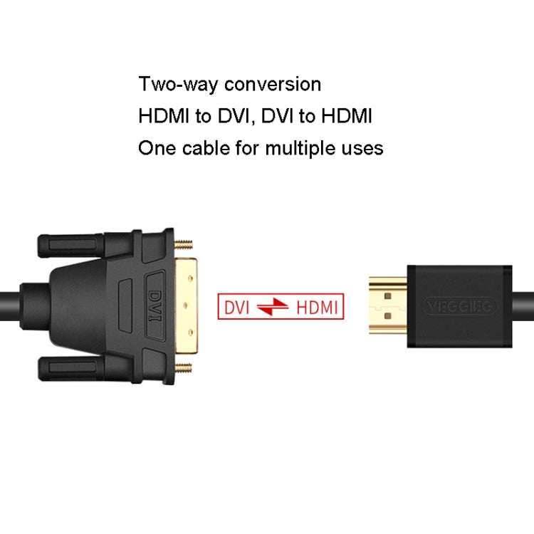 Lisslune | VEGGIEG HDMI to DVI Computer TV HD Monitor Converter Cable can be interchangeable, Length: 15m