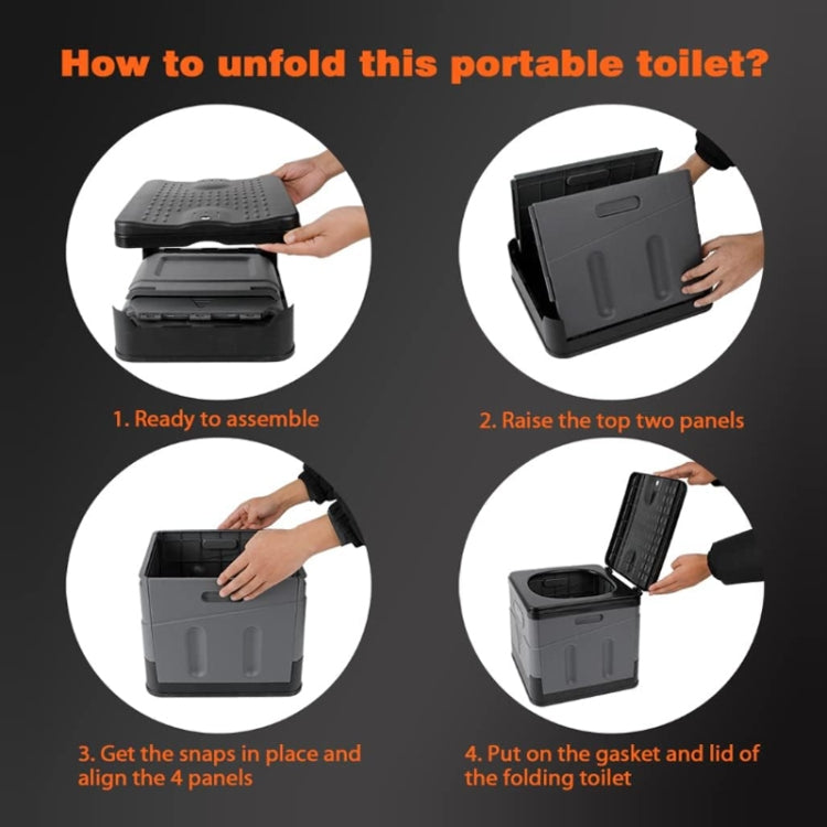 Lisslune | Auto Folding Portable Toilet Outdoor Emergency Mobile Toilet (Dark Gray)