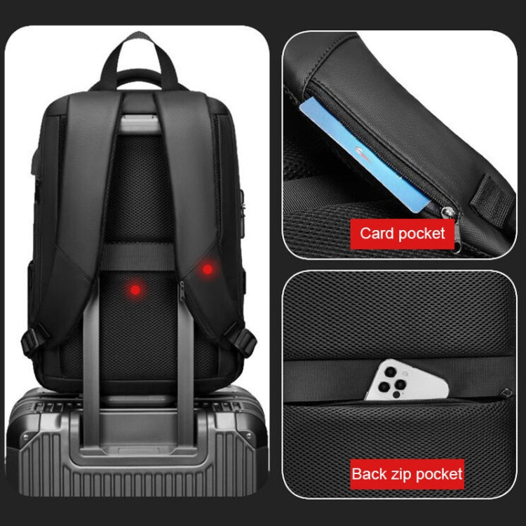 Lisslune | EVA Hard Shell Expandable Laptop Backpack with USB Port Multifunctional Business Travel Backpack (Black)