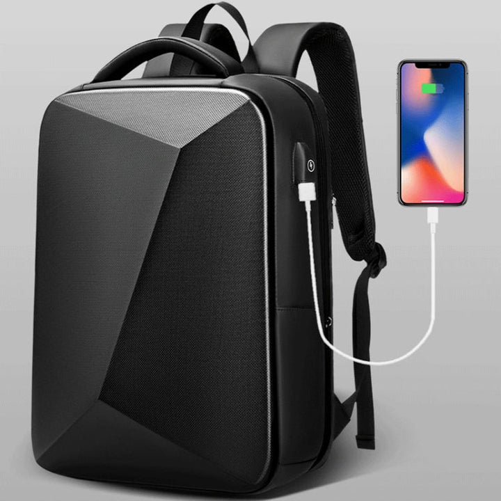 Lisslune | EVA Hard Shell Expandable Laptop Backpack with USB Port Multifunctional Business Travel Backpack (Black)