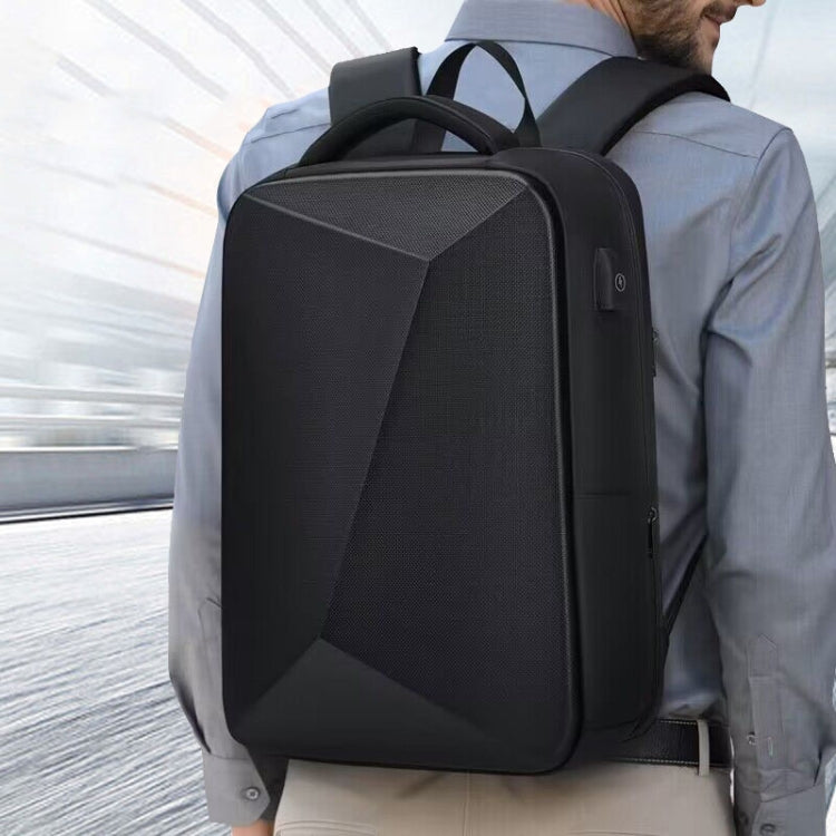Lisslune | EVA Hard Shell Expandable Laptop Backpack with USB Port Multifunctional Business Travel Backpack (Black)