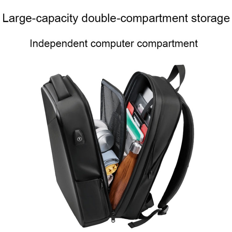 Lisslune | EVA Hard Shell Expandable Laptop Backpack with USB Port Multifunctional Business Travel Backpack (Black)