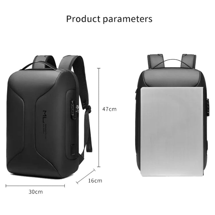 Lisslune | Business Large Capacity Travel Bag Multifunctional Waterproof Laptop Backpack With USB Port (Light Gray)
