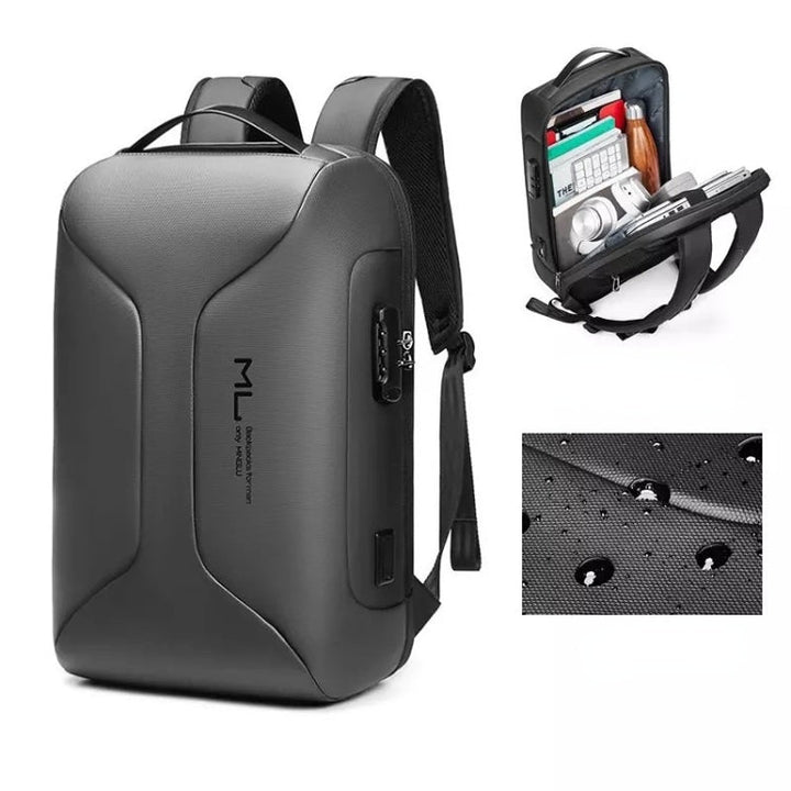 Lisslune | Business Large Capacity Travel Bag Multifunctional Waterproof Laptop Backpack With USB Port (Light Gray)