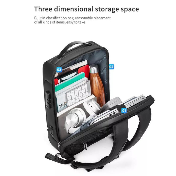 Lisslune | Business Large Capacity Travel Bag Multifunctional Waterproof Laptop Backpack With USB Port (Light Gray)
