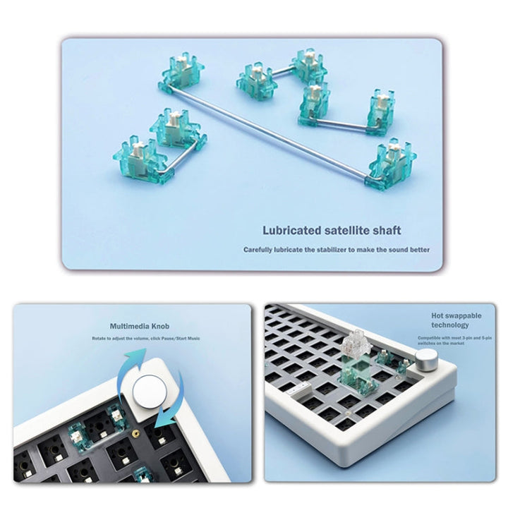 Lisslune | 67 Keys Three-Mode Customizable DIY With Button Mechanical Keyboard Kit Supports Hot Plug RGB Backlight, Color: Purple