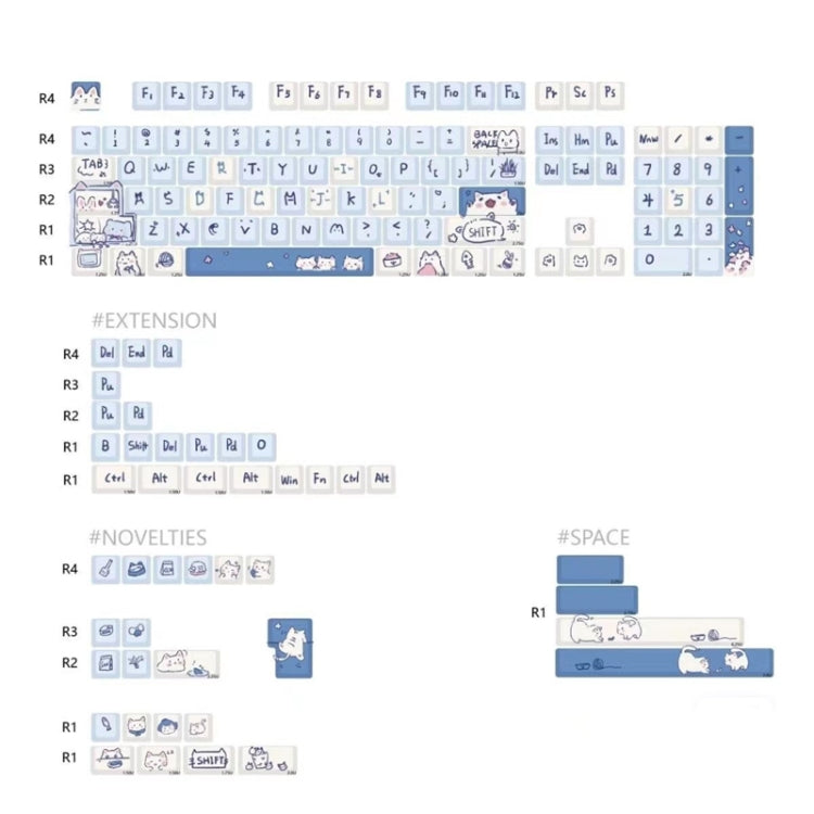Lisslune | 148 Keys MDA Height 5-sided Heat Rise PBT Mechanical Keyboard Keycaps (Blue)