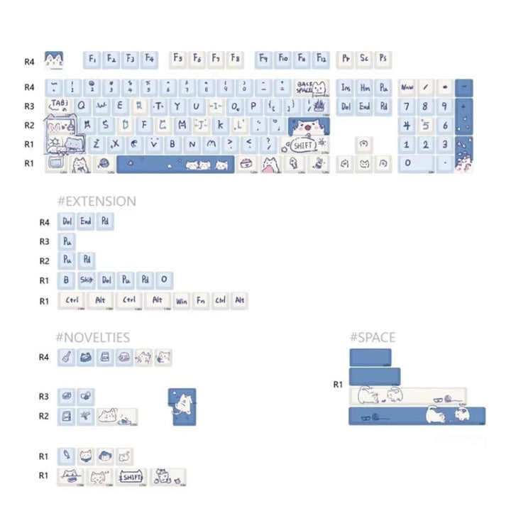 Lisslune | 148 Keys MDA Height 5-sided Heat Rise PBT Mechanical Keyboard Keycaps (Blue)
