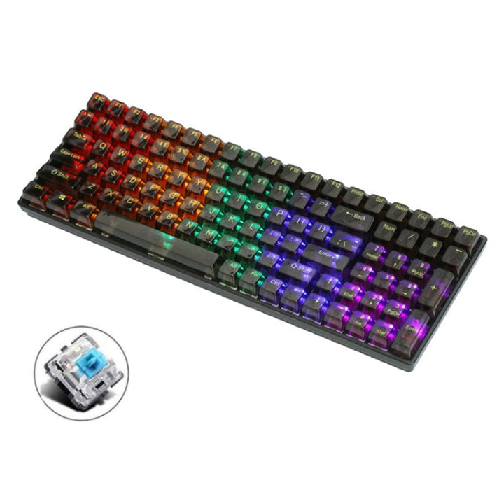 Lisslune | 100 Keys Customizable Gaming Wired Mechanical Keyboard Transparent Keycaps Green Switch (Black)