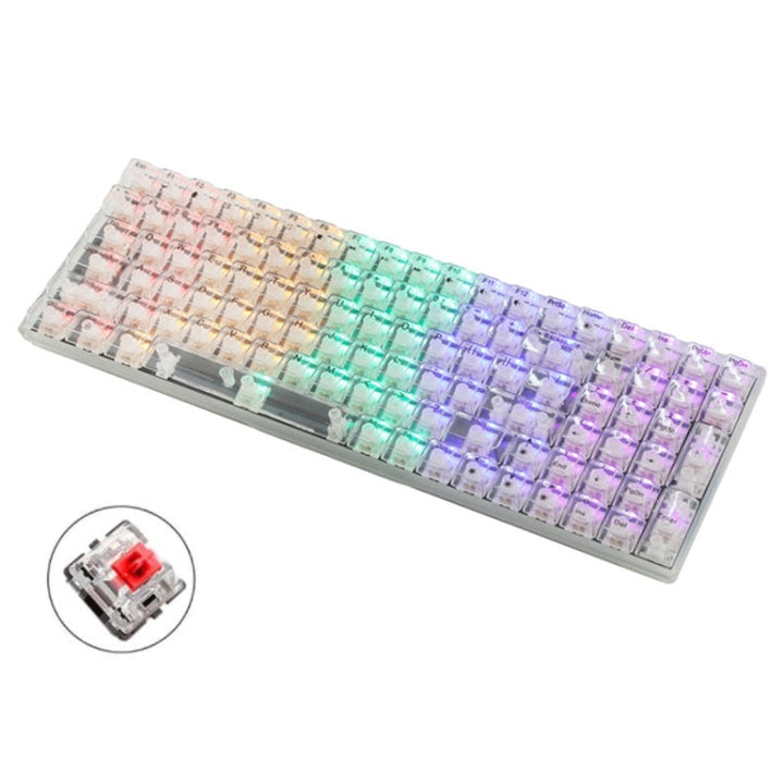 Lisslune | 100 keys customized gaming wired mechanical keyboard transparent keycaps red switch (white)