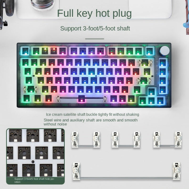 Lisslune | 82 Keys Bluetooth Wireless 3-Mode RGB Hot-plug Custom Mechanical Keyboard Kit (Black Transparent)