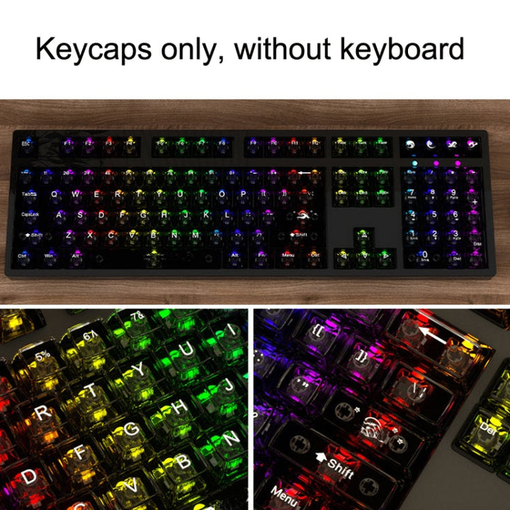 Lisslune | 132 Keys DIY Customized Mechanical Keyboard Universal Transparent Crystal Keycaps Black Transparent White Letters