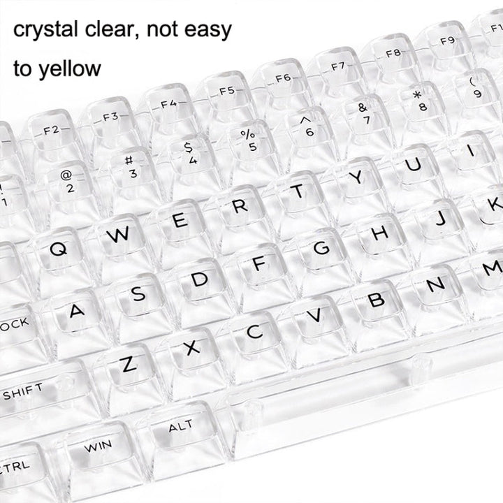 Lisslune | 132 Keys DIY Customized Mechanical Keyboard Universal Transparent Crystal Keycaps Black Transparent White Letters