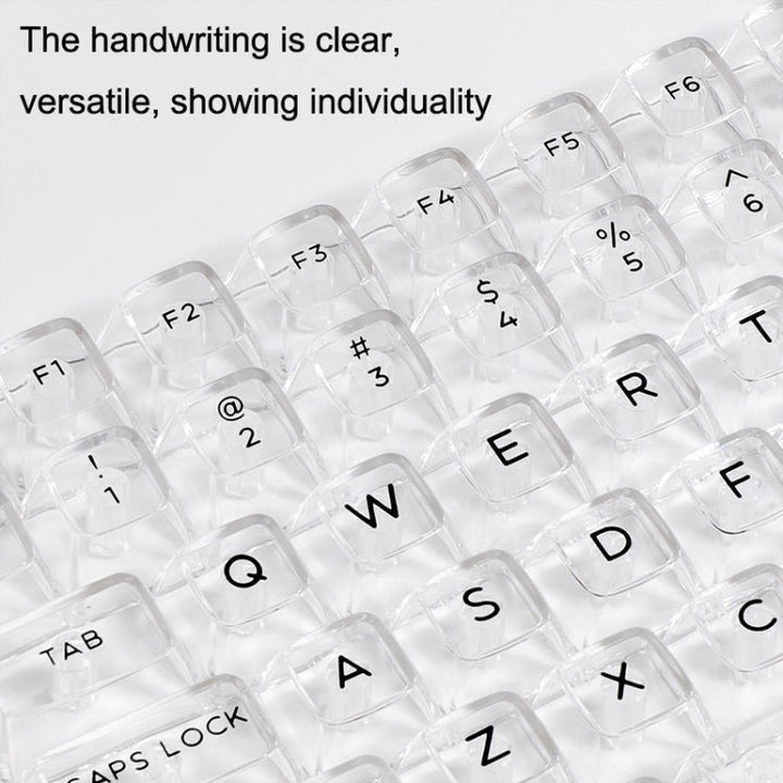 Lisslune | 132 Keys DIY Customized Mechanical Keyboard Universal Transparent Crystal Keycaps Black Transparent White Letters