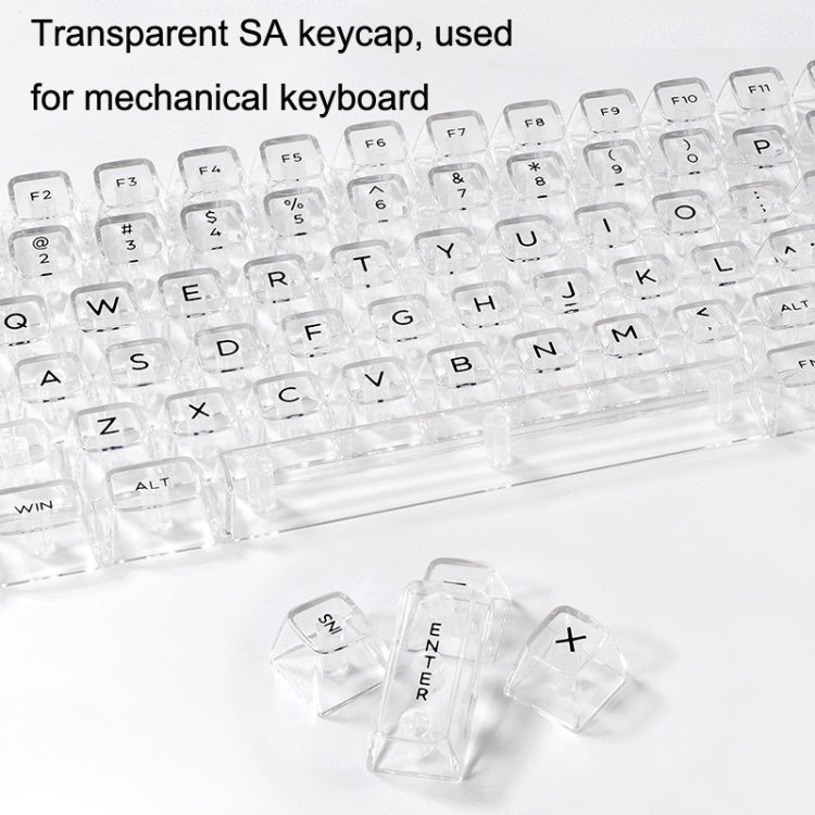 Lisslune | 132 Keys DIY Customized Mechanical Keyboard Universal Transparent Crystal Keycaps Black Transparent White Letters