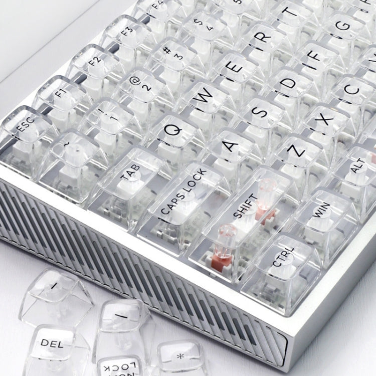 Lisslune | 132 Keys DIY Customized Mechanical Keyboard Universal Transparent Crystal Keycaps Black Transparent White Letters