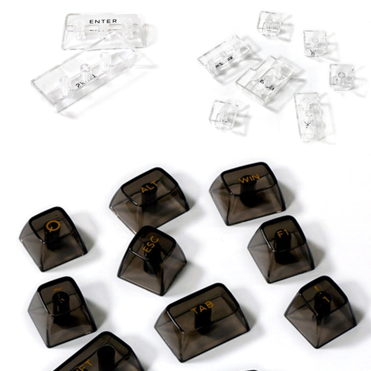 Lisslune | 132 Keys DIY Customized Mechanical Keyboard Universal Transparent Crystal Keycaps Black Transparent White Letters
