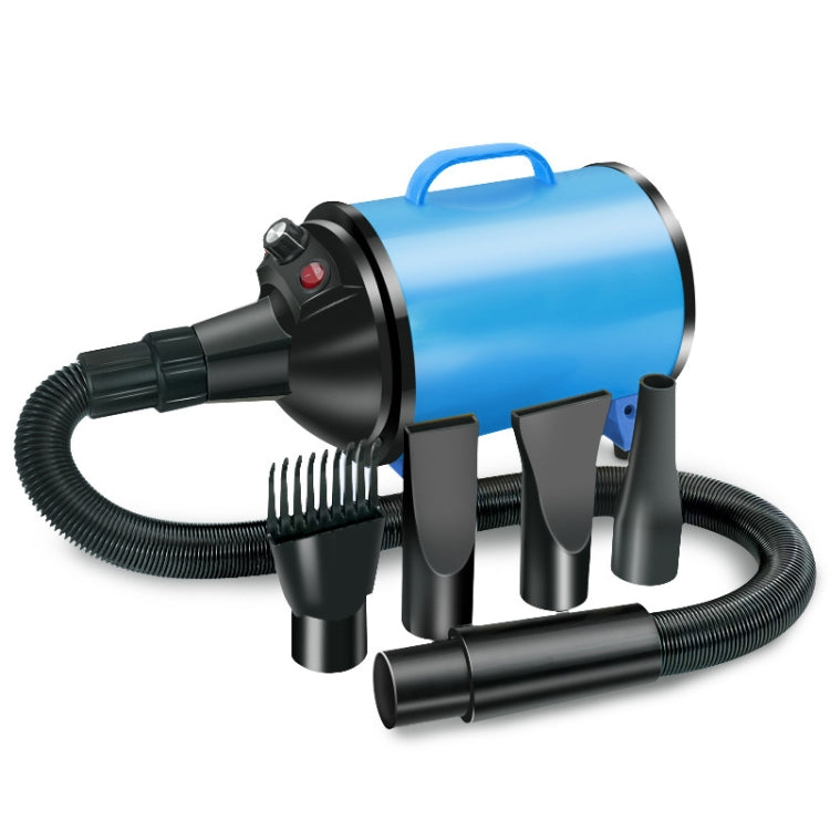 2100W Dog Dryer Stepless Speed Pet Hair Blaster Pet Water Blower 220V EU Plug (Black and Blue)
